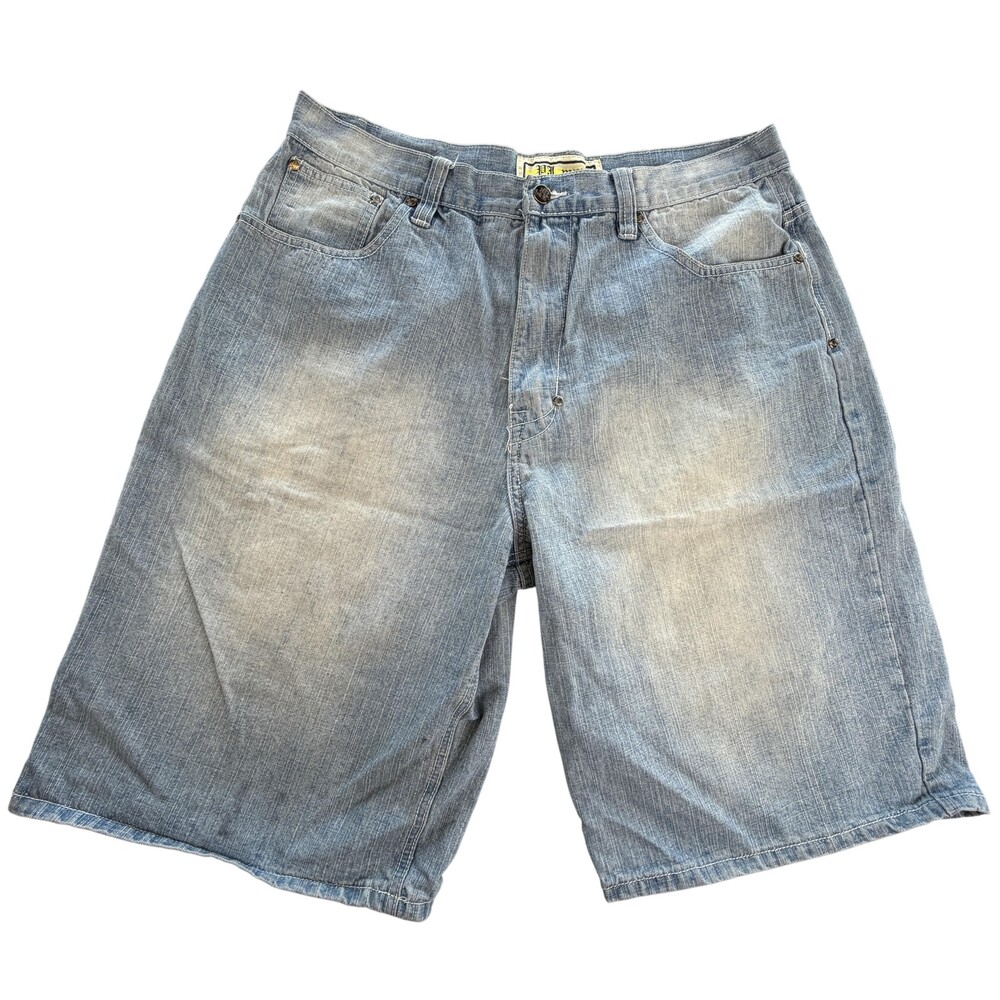 Vtg PJ Mark Denim Shorts Mens 36 Blue Light Wash Baggy Distressed 13 Inseam Y2K